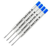 Lot de 4 - Recharge d'encre bleue Medium Schmidt P900 recharge de stylo à bille Style Parker