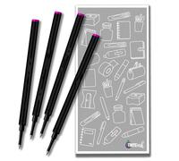 Lot de 4 recharges pour stylo roller pointe moyenne 0,7 mm compatible avec Schmidt 888 et autres stylos - Couleur et quantité au choix - Avec enveloppe Tinte Ink (Magenta, 4)