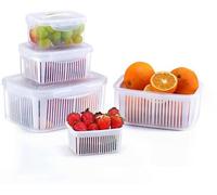 Lot de 4 récipients alimentaires blancs sans BPA, 0,7 à 3,8 l, avec couvercle hermétique et passoire