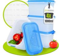 Lot de 4 récipients de congélation empilables de 1 000 ml avec couvercles – récipients de congélation incassables pour la congélation – récipients alimentaires sans danger pour la santé et sans BPA.