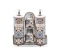 Maestro MR-20005-04S - Set de pots à épices en céramique avec support - 5 éléments - Capacité 2x100ml et 2x300ml
