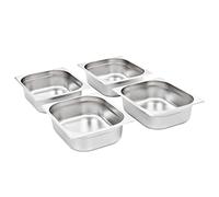 Lot de 4 récipients gastronorm GN 1/2 en acier inoxydable - 325 x 265 x 100 mm - Empilables - Pour comptoir, buffet, restauration, cantine, restaurant