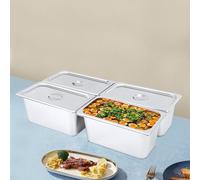 Lot de 4 récipients GN 1/3 en acier inoxydable avec couvercle de 15 cm de profondeur, récipients alimentaires professionnels 5 l, 32,5 x 17,5 x 15 cm