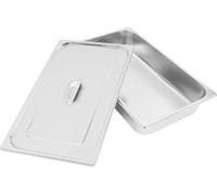 Lot de 4 récipients GN en acier inoxydable - 7,5 litres, 32,5 x 26,5 x 10 cm - Avec couvercle - Pour chafing dishes, buffets et services traiteur - Argenté