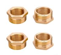 Lot de 4 réducteurs de filetage en laiton pour tuyaux, adaptateur de 2,5 cm à 1,9 cm compatible avec les systèmes de chauffage et de plomberie de radiateur