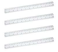 Lot de 4 règles de 30,5 cm en plastique transparent incassable pour l'école, la salle de classe, les fournitures de bureau