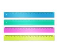 Lot de 4 Règles 30 cm incassables Waytex flexibles plates graduées Couleur unie aléatoire Bleu, Vert, Rose, Jaune Aléatoire parmi : Bleu, Jaune, Vert, Rose G