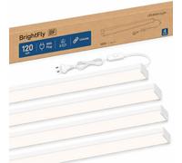 Lot de 4 Réglette LED 120 cm Blanc avec Prise & Interrupteur, 3CCT Réglable