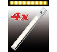 Lot de 4 réglettes LED avec détecteur de mouvement - Lunartec - Blanc - 9 LED SMD - Alimentation par piles