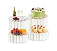 Lot de 4 Rehausseurs de Buffet 10cm 20cm Presentoir Aperitif Buffet Pliable Présentoirs à Gâteaux Pliables en Acrylique et SUPPORT