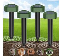 Lot de 4 Répulsif Taupe Solaire à Ultrason, Répulsif à Ultrasons Utilisé pour Repousser Les Animaux Fouisseurs Tels Que Les Taupes Campagnols Serpents Lézards etc, Protection Pelouses Jardins