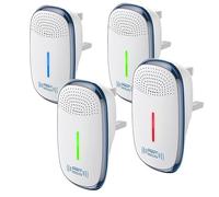 Lot de 4 répulsifs à ultrasons, prise électronique d'intérieur améliorée pour insectes, souris, fourmis, moustiques, araignées