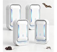 Lot de 4 répulsifs à ultrasons, répulsif puissant pour souris et insectifuge, contrôle efficace des nuisibles d'intérieur pour souris, rat, araignée, cafard, rongeur, mouche, moustique | Sans danger