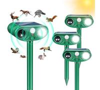 Lot de 4 répulsifs solaires à ultrasons pour animaux d'extérieur, répulsif pour chats et cerfs, répulsif étanche, contrôle des écureuils, lapins, avec détecteur de mouvement et LED étanche pour jardin