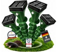 Lot de 4 répulsifs solaires anti-taupes à ultrasons et vibrations, contre les taupes, les taupes, les martres, les serpents, étanches IP65 pour jardin, pelouse et parterres