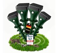 Lot de 4 répulsifs solaires anti-taupes avec ultrasons et vibrations - Répulsif contre les campagnols - Fréquence alternée - IP65 - Pour jardin, pelouse et parterres