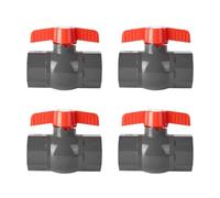 Lot de 4 robinets à boisseau sphérique en PVC SCH80 1/2" - Douille x douille - Vanne d'arrêt pour irrigation, plomberie et approvisionnement en eau, annexe 80 gris