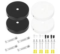 Lot de 4 Rosaces de Plafond en Métal Noir, Support de Fixation avec Cache-Fil pour Lustre et Suspension - Baldaquin Luminaire Moderne pour Cuisine, Salon et Couloir - Kit Complet avec Accessoires