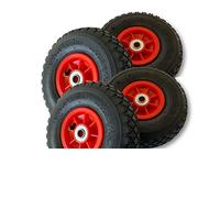 Lot de 4 Roue gonflable 260 x 85 mm (3.00-4) Diable / Chariot Alésage 20 mm