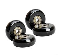 Lot de 4 roues de bagage en plastique PU, 50 mm de diamètre, 20 mm d'épaisseur, alésage de 8 mm pour valise, chariot, patin, scooter, poussette, fauteuil roulant (noir)