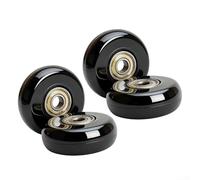 Lot de 4 roues de rechange pour bagages - 50 mm x 20 mm - Roulettes en plastique PU - Axe de 8 mm - Convient pour valise de voyage, chariot, poussette, scooter (noir)