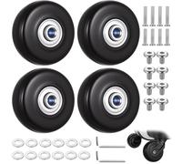 Lot de 4 roues de rechange pour valise, 50 x 18 mm, roues de rechange silencieuses en caoutchouc pour valises de voyage, roulettes pivotantes, kit d'accessoires de réparation