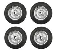 Lot de 4 roues en caoutchouc plein 180x45x20 mm jante en acier galvanisé, noir (180)