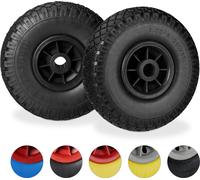 Lot de 4 roues pour diable, pneus en caoutchouc plein anti-crevaison 3.00-4", axe de 25 mm, charge maximale de 80 kg, dimensions 260 x 85 mm, noir