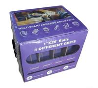 Lot de 4 rouleaux de bande abrasive polyvalente en alumine offrant plusieurs options de grain pour un meulage et un polissage efficaces sur des surfaces dures de 25 mm de large