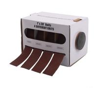 Lot de 4 rouleaux de tissu émeri pour polissage et meulage du bois, du métal, du verre, 6 m de long et 25 mm de large, bande abrasive flexible avec dos en nylon, rouge et blanc