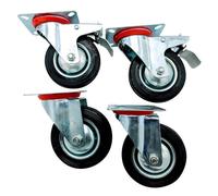 Lot de 4 roulettes pivotantes 100 mm EURO VANADIUM avec frein - Charge 60 kg - Platine fixation - Bandage polyuréthane