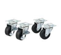 Lot de 4 roulettes pivotantes 50 mm EURO VANADIUM - Charge 70 kg - Platine 58 x 46 mm - Bandage polyuréthane