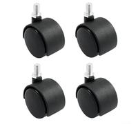 Lot de 4 roulettes pivotantes en nylon de 3,8 cm avec tige filetée M8 pour meubles, étagères, tiroirs, capacité de charge de 15 kg par roue (3,8 cm)