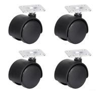 Lot de 4 roulettes pivotantes en polypropylène avec plaque de montage en acier robuste pour tables, chaises et chariots 40 mm