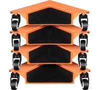 Lot de 4 roulettes triangulaires pour meubles - Roulettes de transport - Max. 639 kg, 3 roulettes par plateau, acier au carbone et PU, pour bois/carrelage/marbre/béton, longueur des bords 26,5 cm - Or