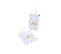 Lot de 4 Sacs Cadeaux "Mon Petit Amour" 27cm Blanc