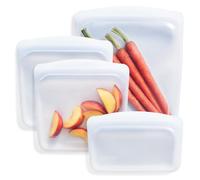 Lot de 4 sacs de congélation en silicone, 3 tailles différentes, transparents