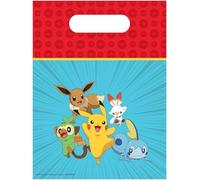 Lot de 4 sacs de fête « Pokemon » pour petit cadeau d'anniversaire et de fête | avec poignées de transport, 17 x 25 cm, en papier | Sacs cadeaux d'anniversaire pour enfants Pikachu
