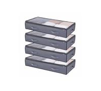 Lot de 4 sacs de rangement sous lit 90 L 99 6 x 50 x 18 cm avec couvercles transparents pour vêtements et chaussures