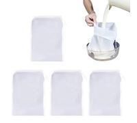 Lot de 4 sacs filtrants en nylon, sacs à lait de noix, filtre à mailles fines, sacs filtrants avec cordon de serrage, réutilisables, adaptés pour le lait de soja, le jus, le café, les céréales, le thé