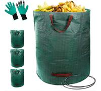 Lot de 4 sacs réutilisables pour déchets de jardin, d'une capacité de 272 litres, avec poignées