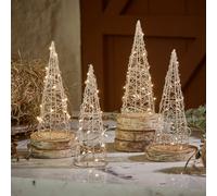 Lot de 4 sapins LED Velkrin or H/Ø env. 20/7 cm