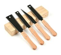 Lot de 4 scie japonaise, scie SK5, scie à bois pour chevilles | 11/17 TPI, denture fine & grossière, lame en acier trempé, manche en bois, pour construction de meubles & bricolage