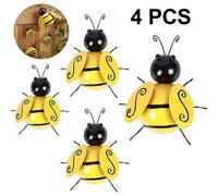 Lot de 4 sculptures murales d'abeilles en métal Décorations de jardin