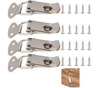 Lot de 4 serrures à bascule inox 72 mm avec vis - Fermoir à ressort robuste, fermeture à levier avec trou de verrouillage - Verrou à cliquet pour boîte, armoire, valise, coffre, malle - Sécurité maiso