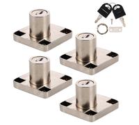 Lot de 4 serrures de tiroir en alliage de zinc argentées pour meubles | Vis et plaques de fixation incluses, pour armoires et bureaux, usage maison ou bureau, verrouillage sûr et pose facile