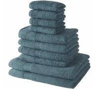 Today Lot de 10 serviettes de bain Paon : 4 serviettes 30x50 cm + 4 serviettes 50x90 cm + 2 draps de bain 70x130 cm - 100% Coton