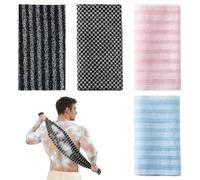 Lot de 4 serviettes de bain exfoliantes japonaises - Brosse pour le dos - Gant exfoliant extra long - Éponge de douche - Gant de toilette pour le corps - Pour homme et femme