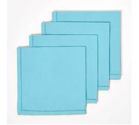 HOMESCAPES Serviette de Table en Tissu Coton, Lot de 4, Linge de Table uni, Bleu 45x45 cm