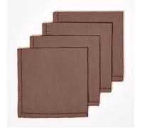 HOMESCAPES Serviette de Table en Tissu Coton, Lot de 4, Linge de Table uni, Chocolat 45x45 cm